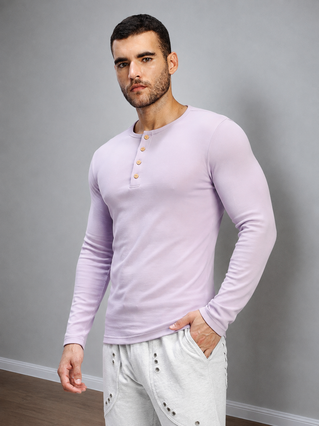 ATHLETIC FIT BUTTON-UP LAVENDER