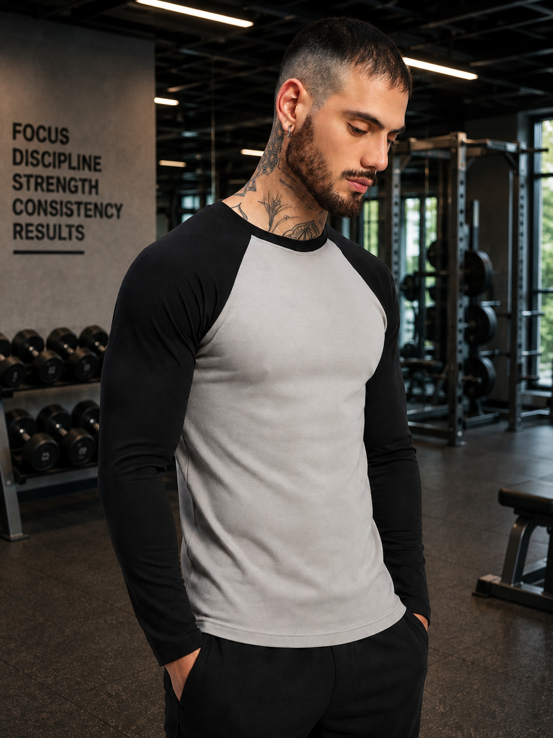 FITFLOW SLIM FIT SWEATSHIRT GREY BLACK