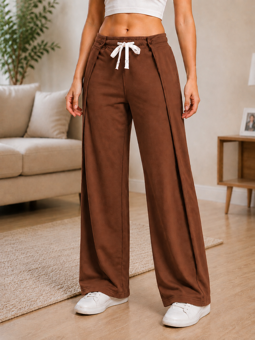 WOMEN OMEGA FLOW WIDE FIT JOGGERS DARK BROWN
