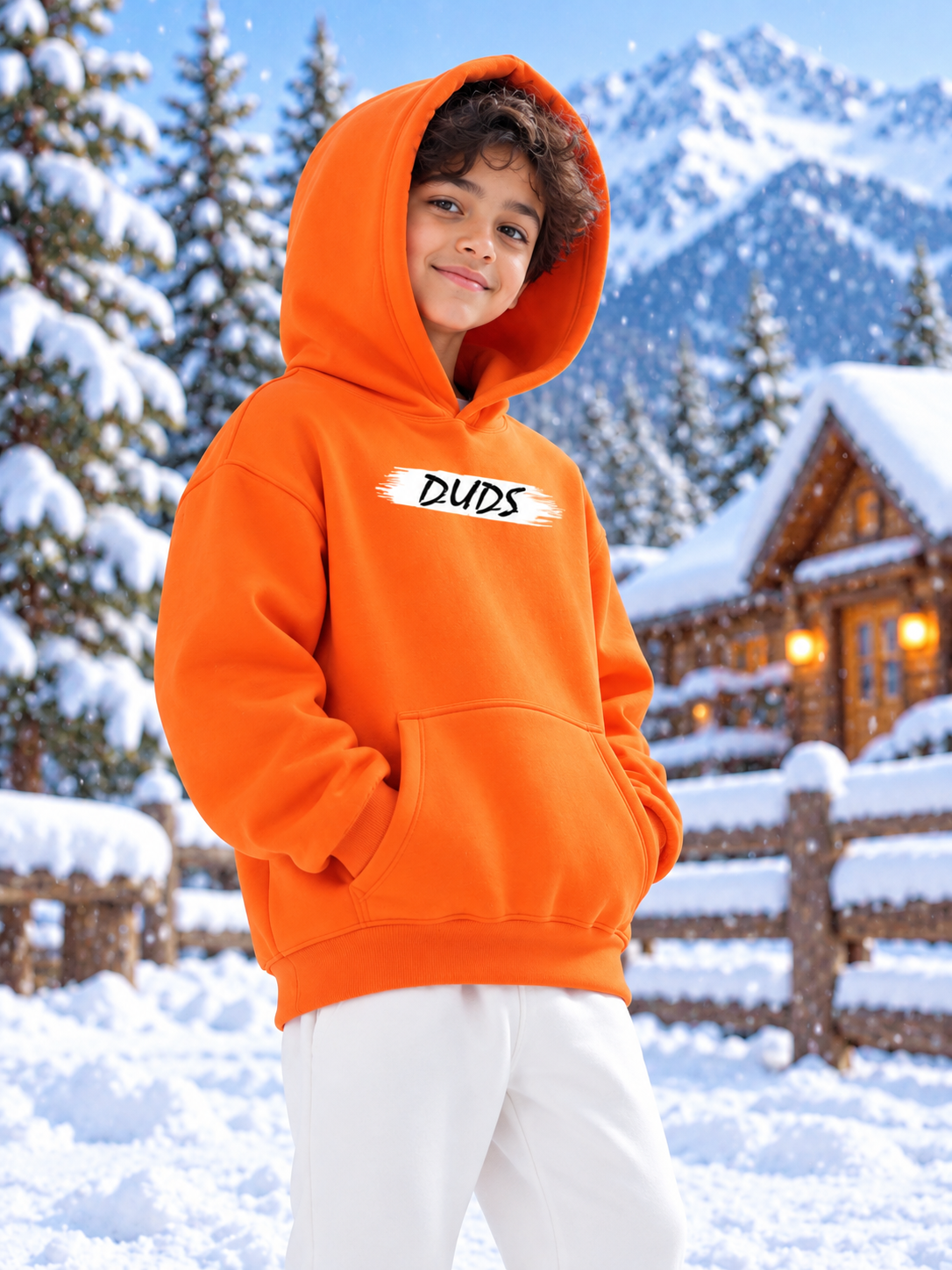 BLOOM QUOTE FLEECE OVERSIZED HOODIE FOR BOYS AND GIRLS ORANGE
