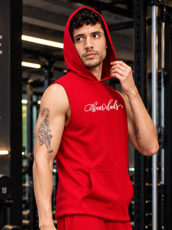 BUILDS FREEDOM SLEEVELESS HOODED T-SHIRT RED