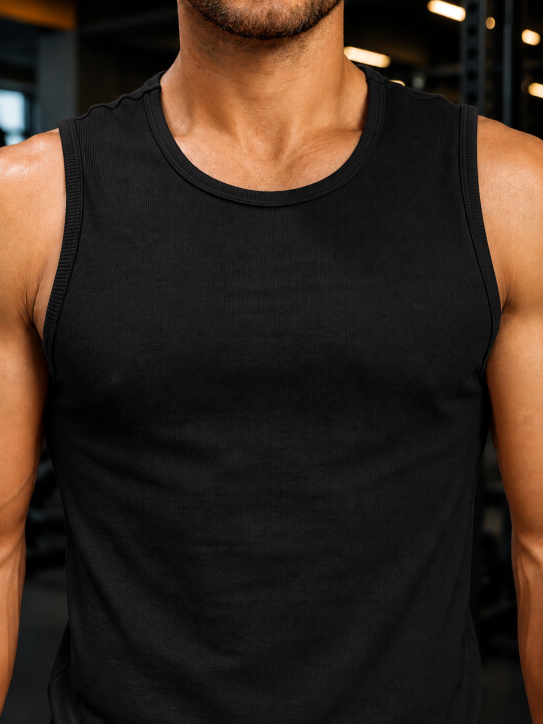 MUSCLE FIT BODYBUILDING GYM T-SHIRT BLACK