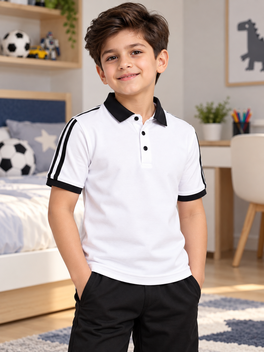 STAUNCH POLO REGULAR T-SHIRT FOR BOYS GIRLS WHITE