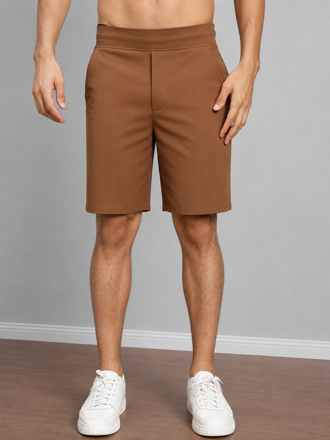 SMART CASUAL TOBACCO REGULAR SHORTS BROWN