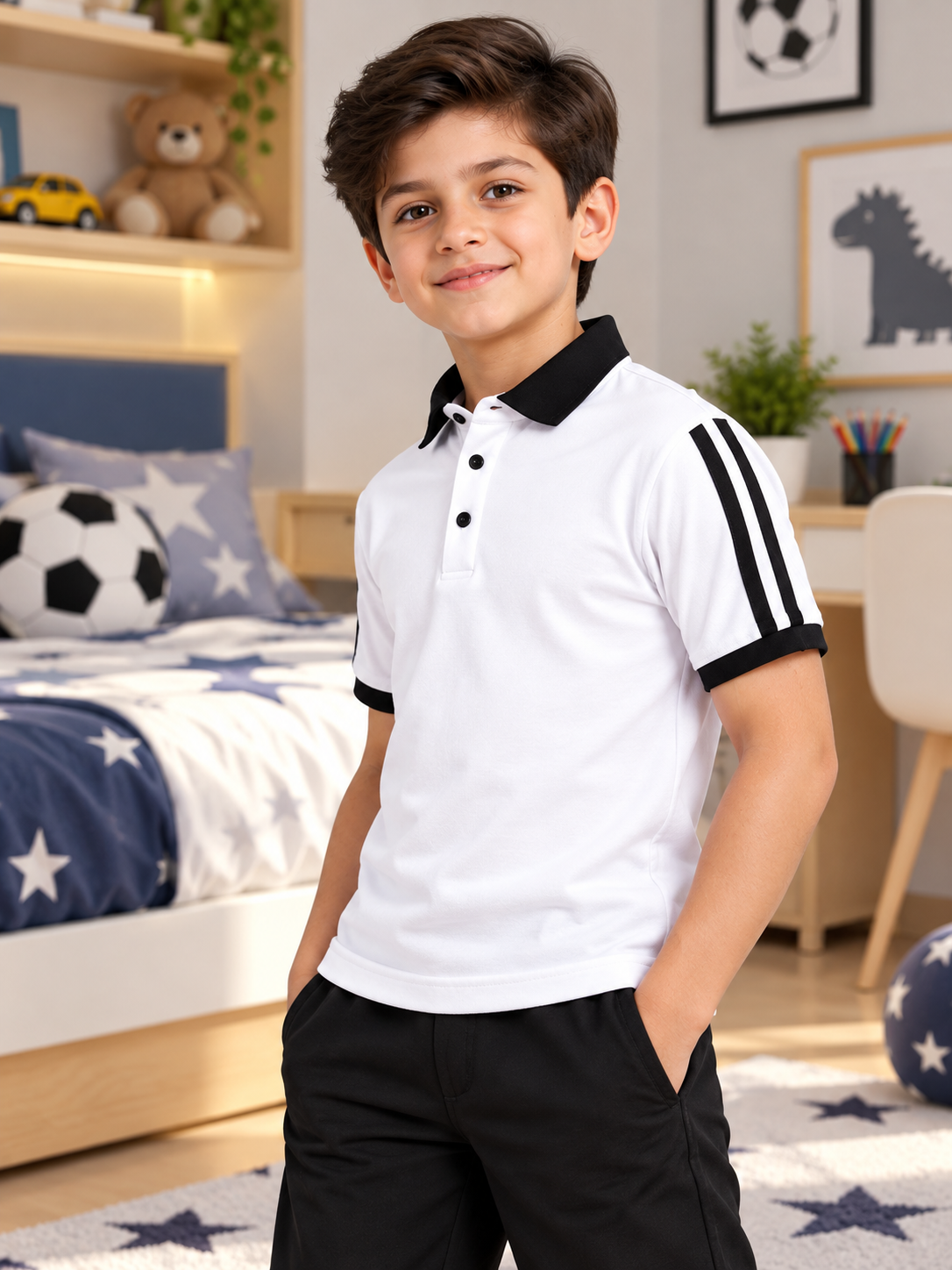 STAUNCH POLO REGULAR T-SHIRT FOR BOYS GIRLS WHITE