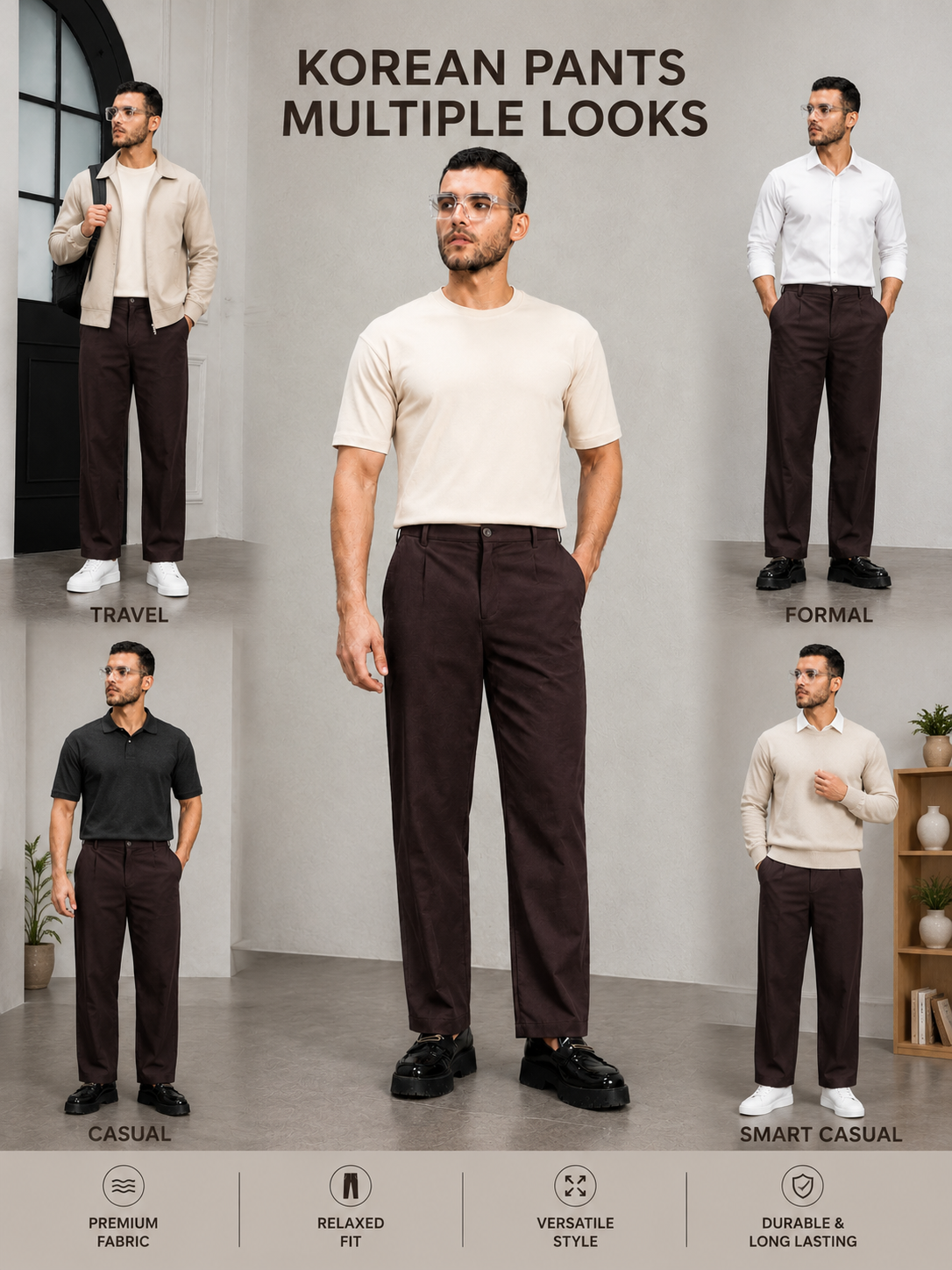 HIGH-FLEX TAILORED PANTS DARK MAROON