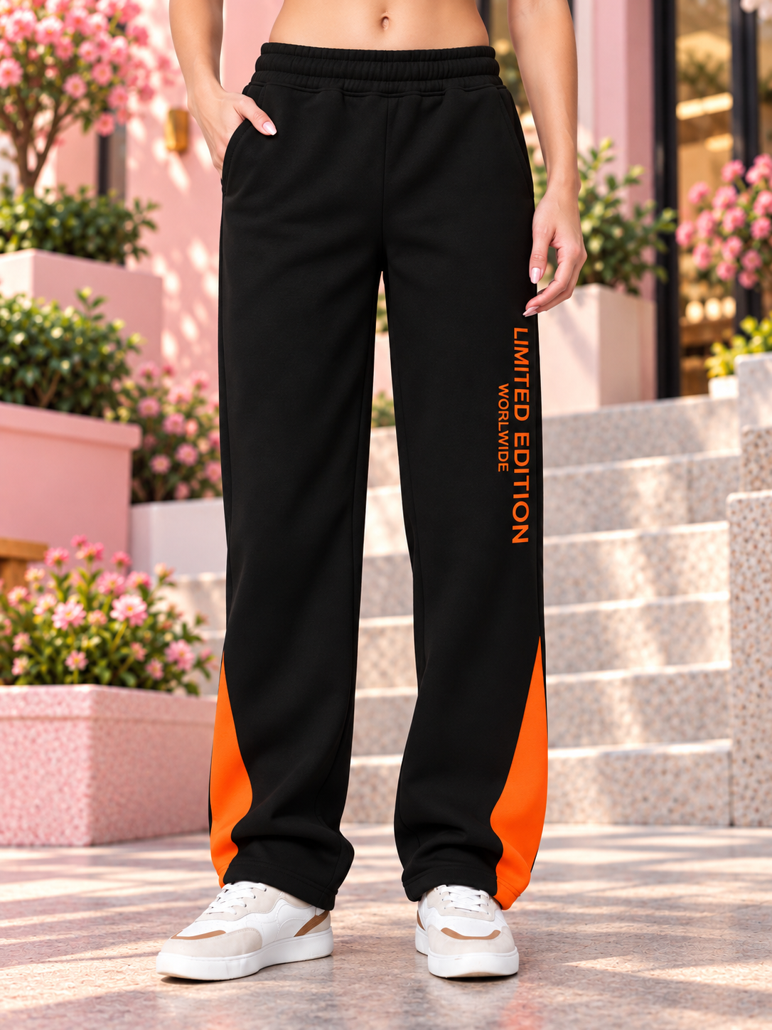 WOMEN WORLDWIDE FLEECE COLORBLOCK CO-ORD BLACK