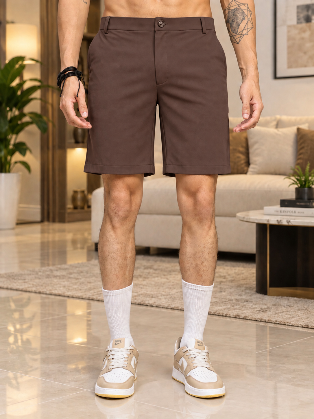 EVERYDAY CASUAL REGULAR SHORTS DARK BROWN