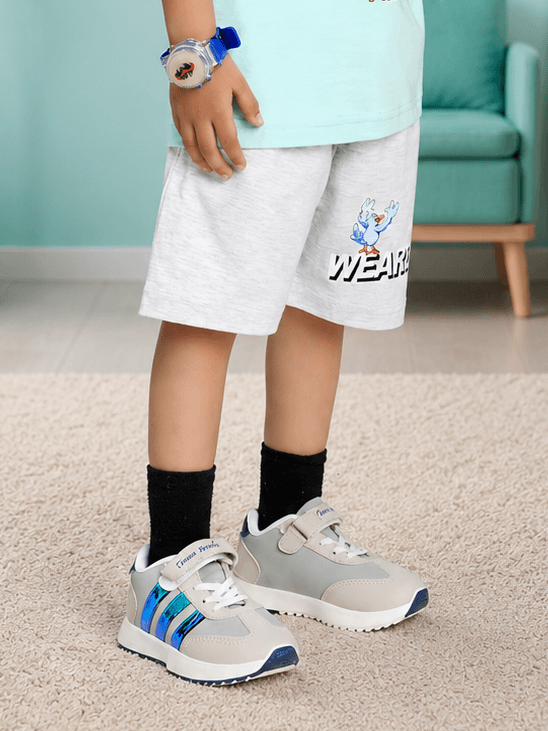 BIRD ON THE KEYS COOL SHORTS FOR BOYS GIRLS LIGHT GRAY