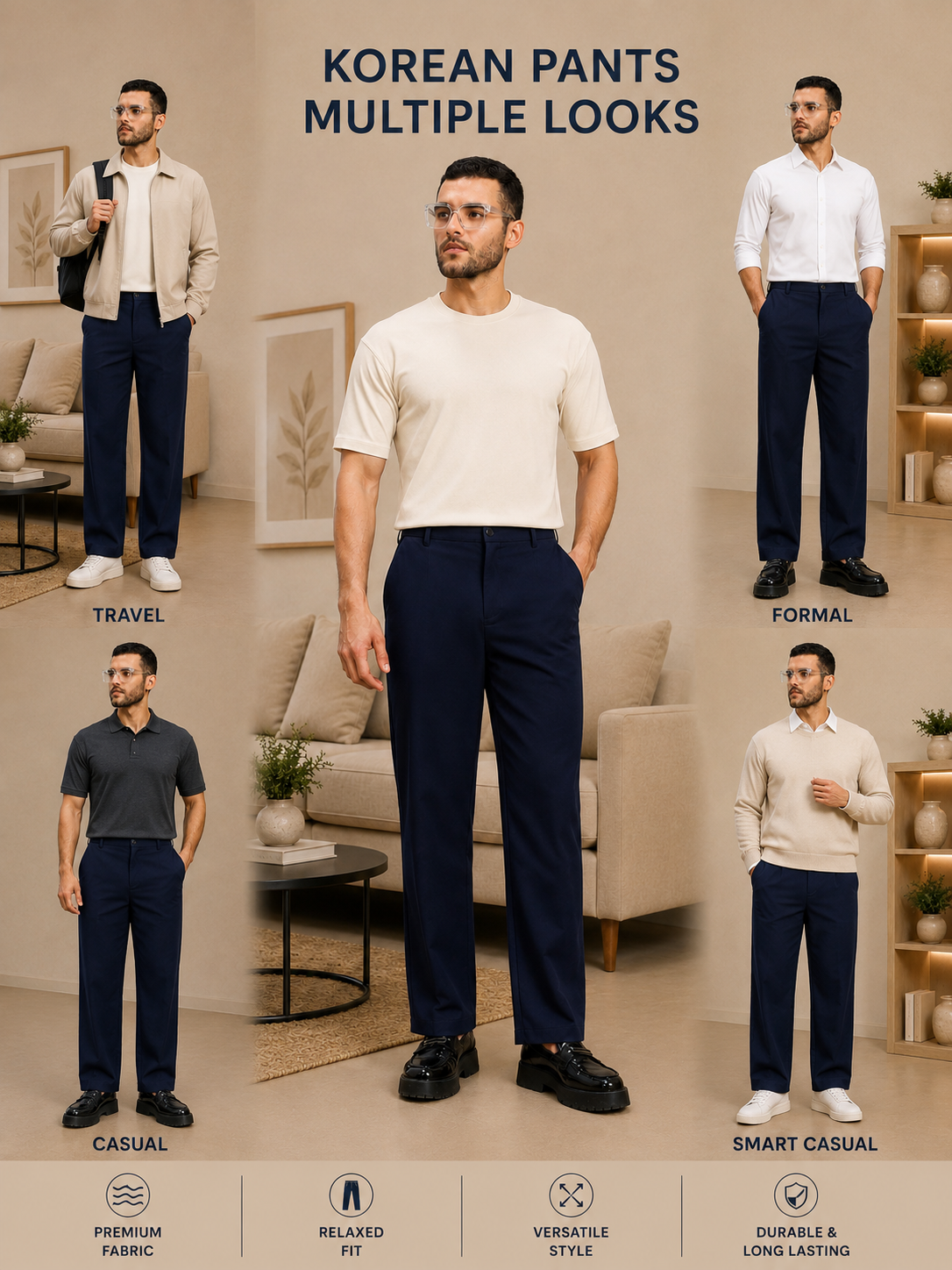 HIGH-FLEX TAILORED PANTS DARK GARY