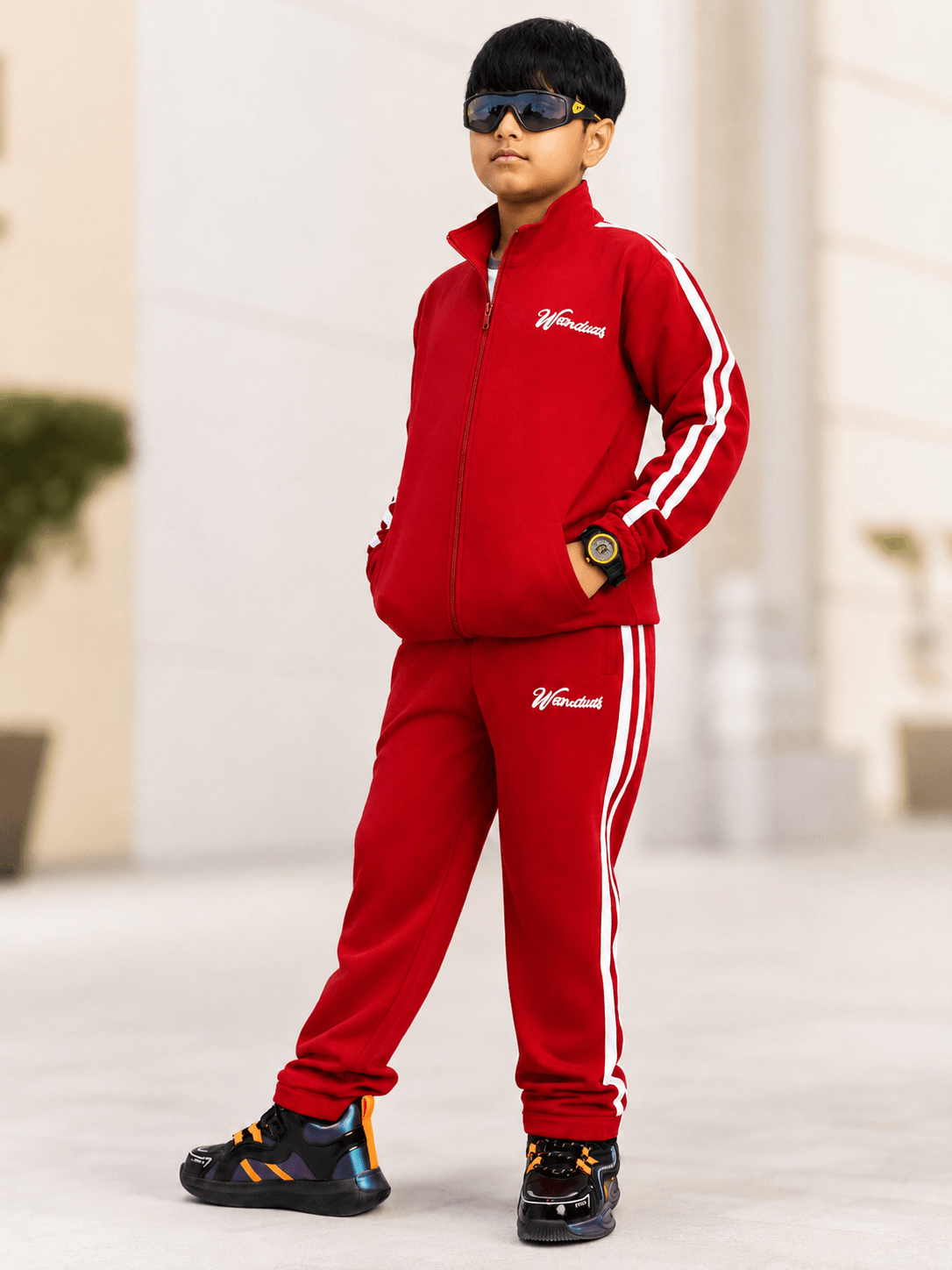 SPORTY ZIP UP CO-ORD SET FOR BOYS AND GIRLS RED