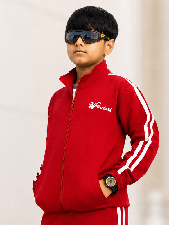 SPORTY ZIP UP JACKET FOR BOYS GIRLS RED
