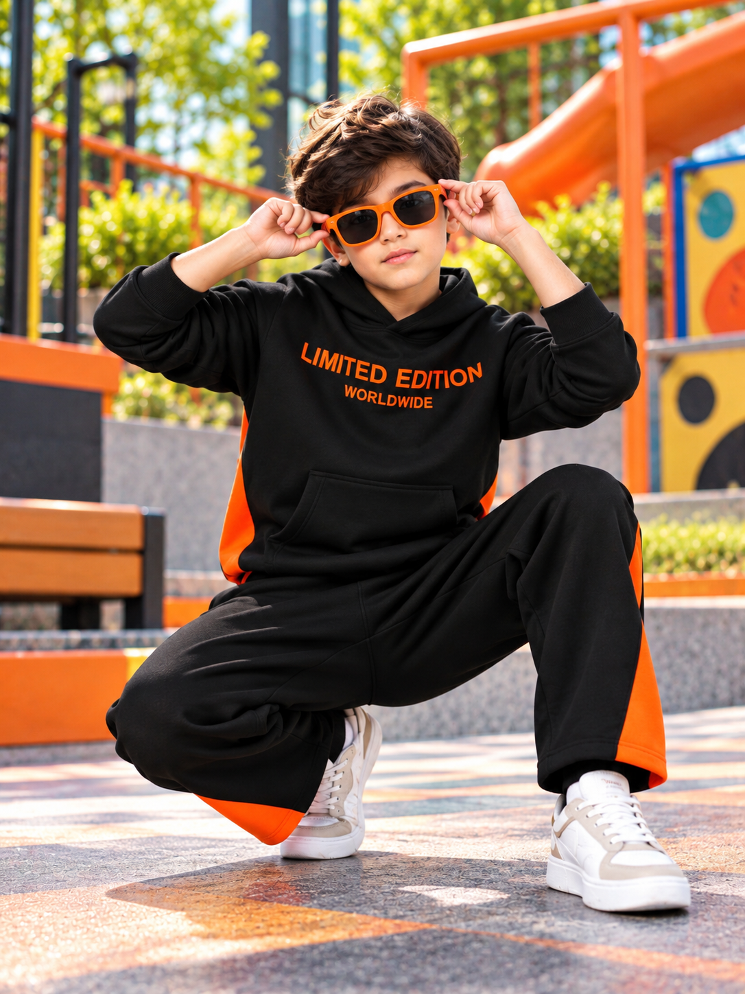 WORLDWIDE FLEECE PANT FOR KIDS BLACK