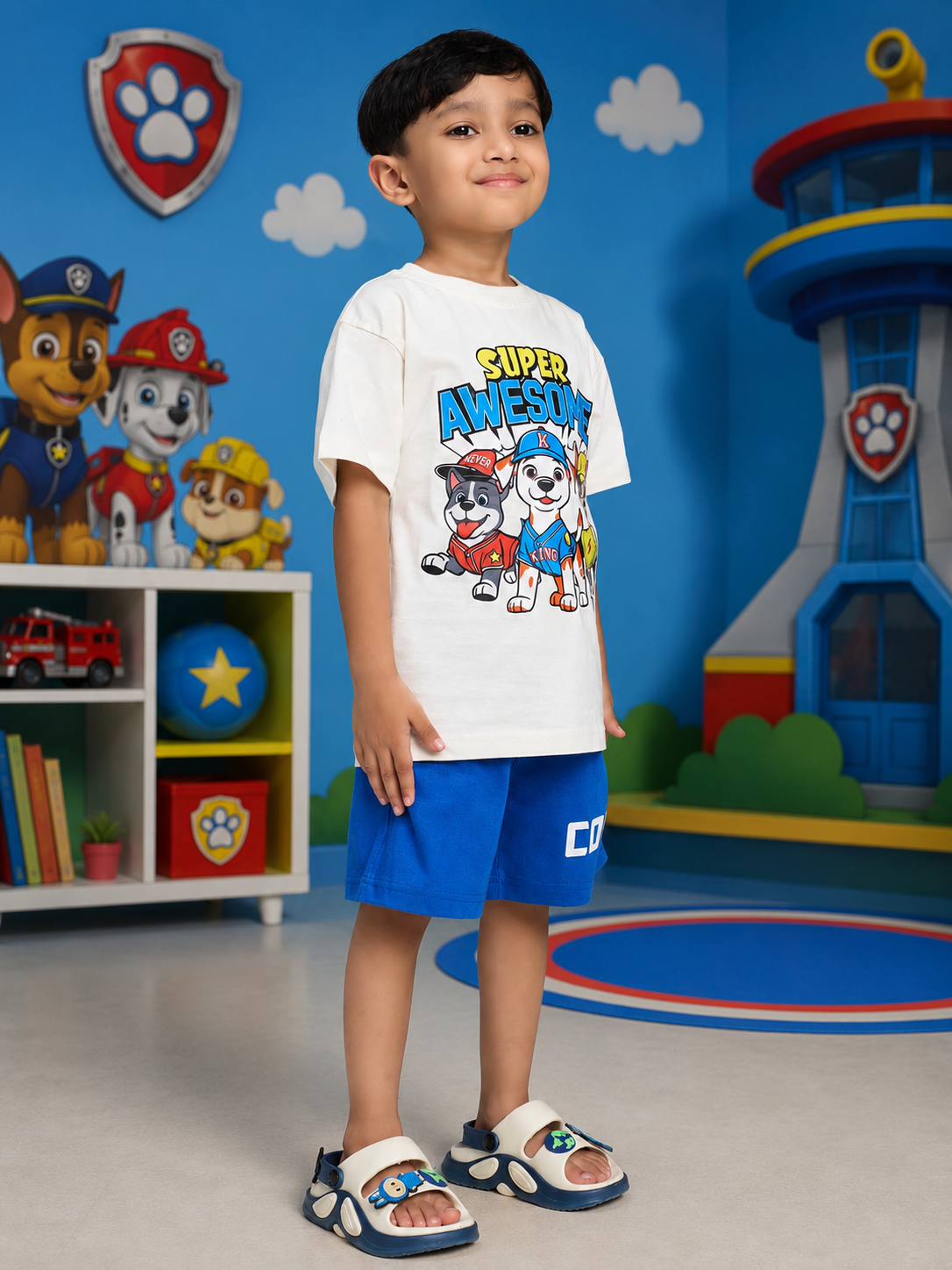 SUPER SQUAD CO-ORD SET FOR BOYS GIRLS WHITE BLUE