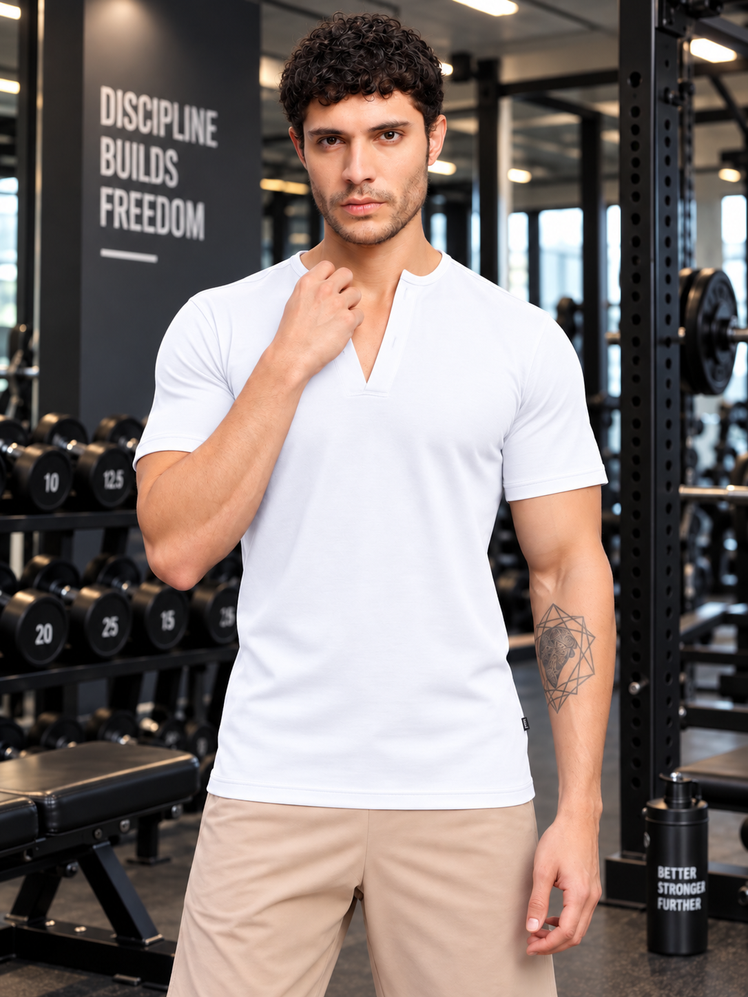 ATHLETIC HENLEY REGULAR FIT T-SHIRT WHITE