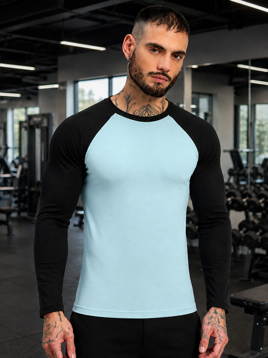 FITFLOW SLIM FIT SWEATSHIRT SKY BLUE BLACK