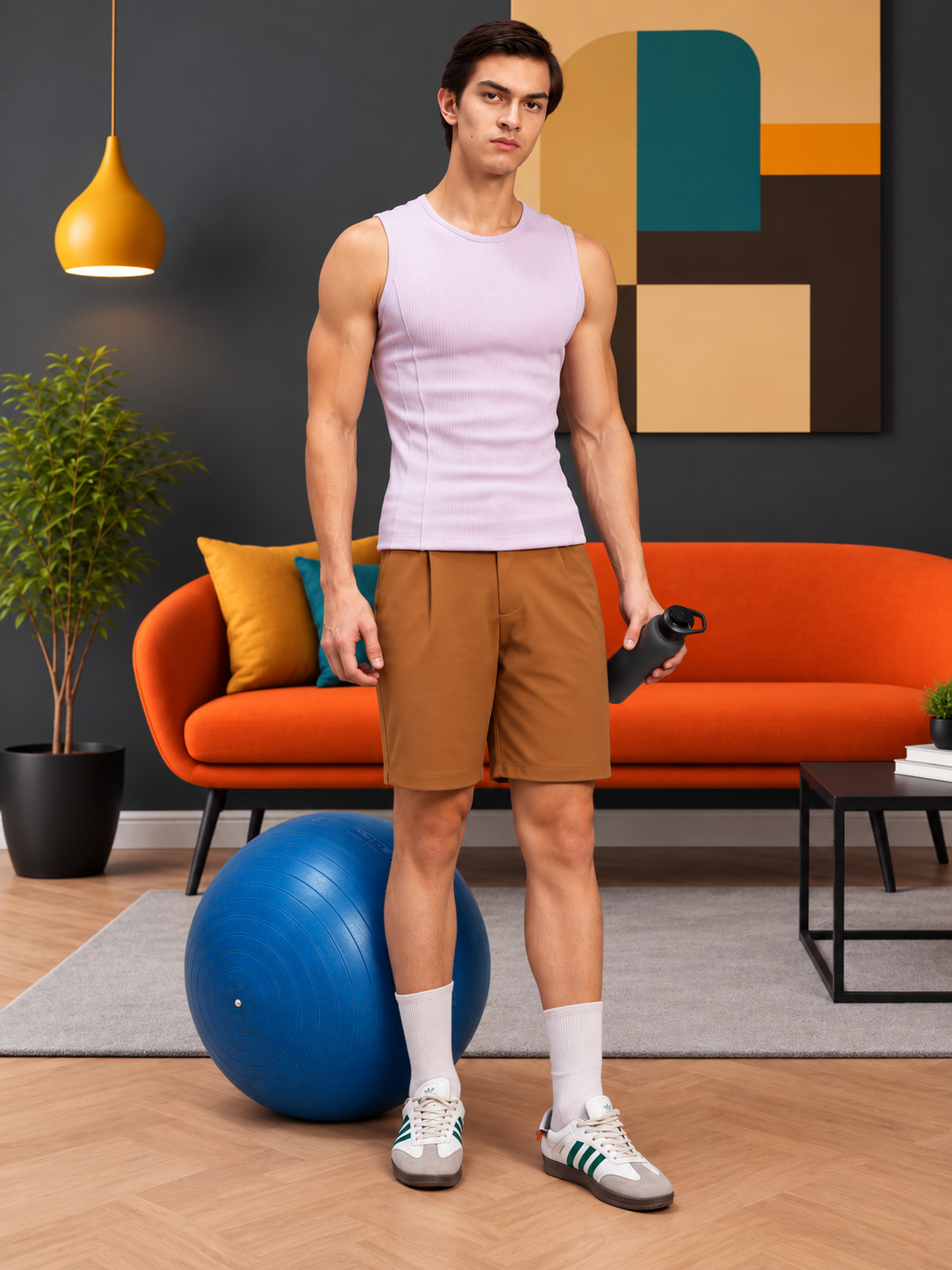 ELASTIC RUNNING REGULAR SHORTS BROWN