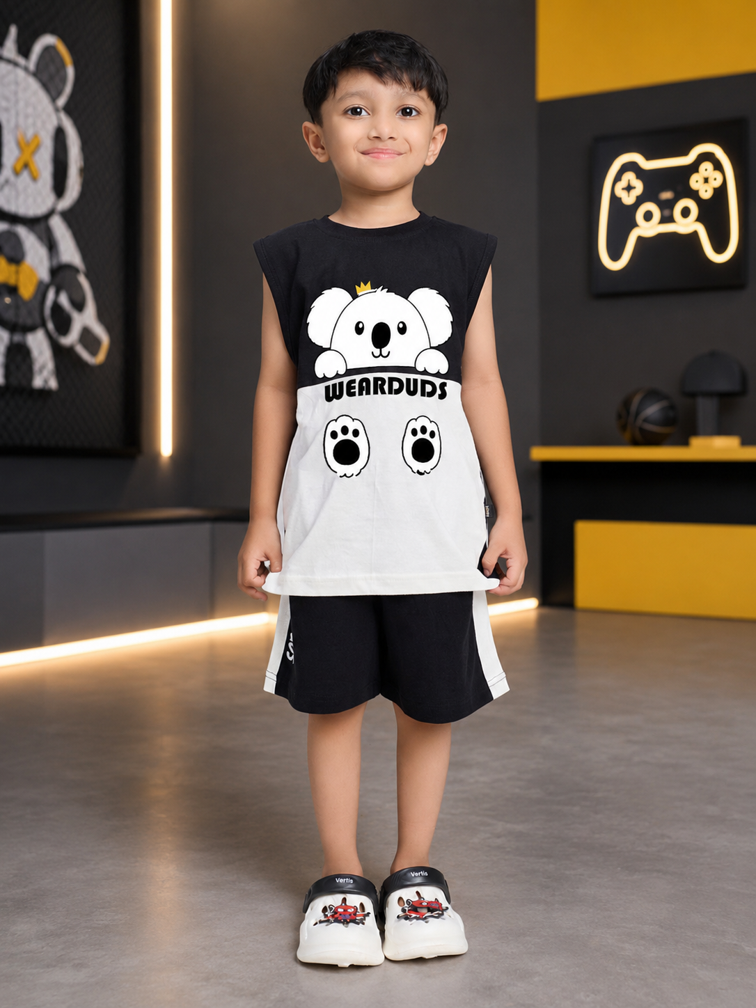 KOALA VIBES CO-ORD FOR BOYS GIRLS BLACK WHITE