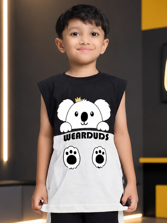 KOALA VIBES T-SHIRT FOR BOYS GIRLS BLACK WHITE