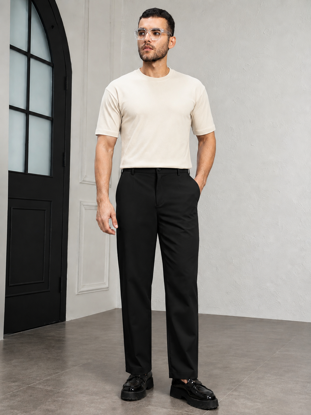 HIGH-FLEX TAILORED PANTS DARK BLACK
