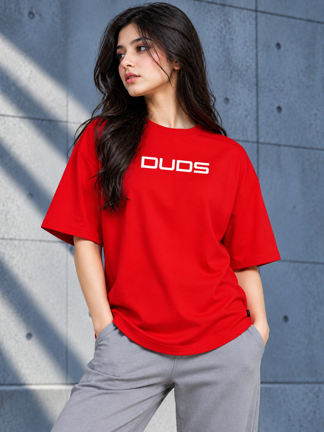 WOMEN PORSCHE PRINTED OVER-SIZED T-SHIRT RED