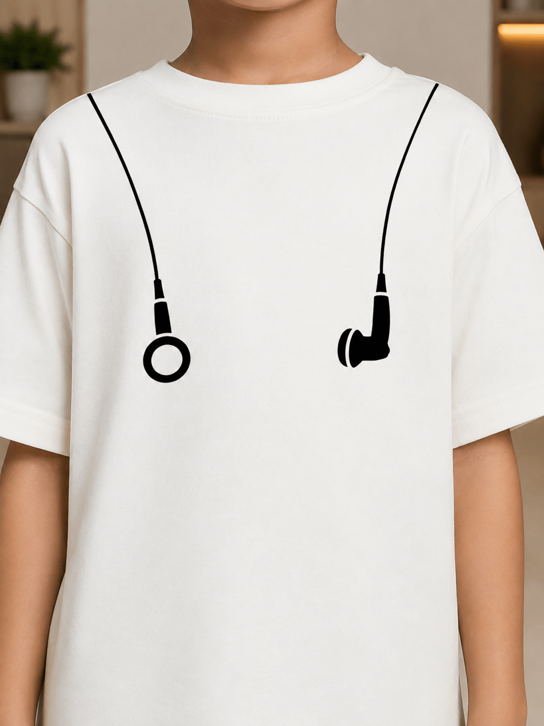 EARPHONE GRAPHIC CO-ORD FOR BOYS GIRLS WHITE