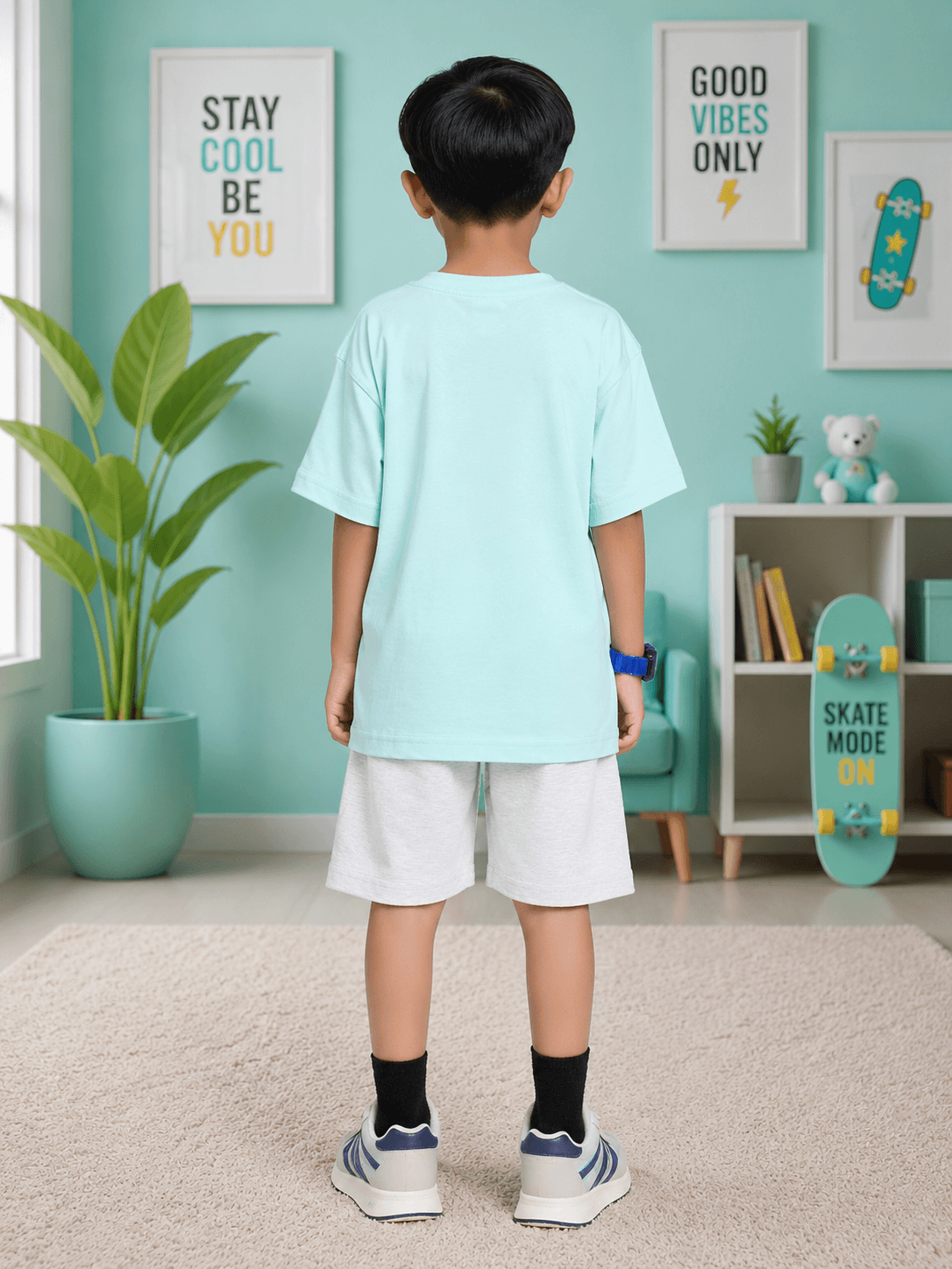BIRD ON THE KEYS CO-ORD FOR BOYS GIRLS SKY BLUE LIGHT GRAY