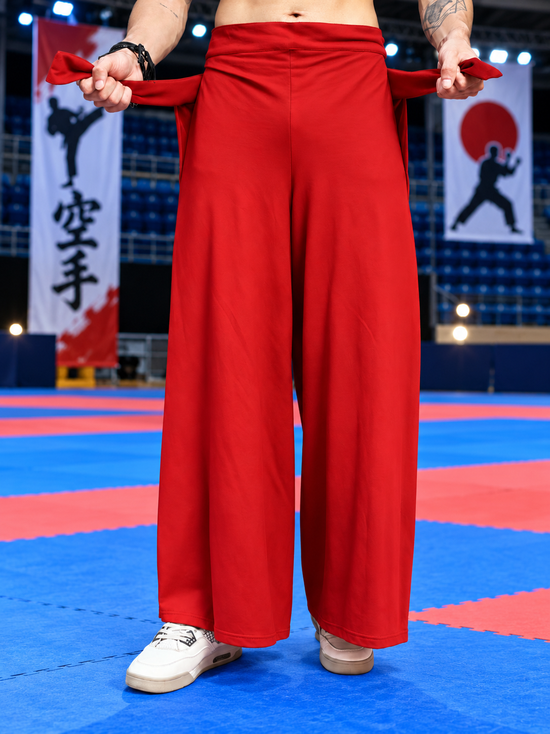 WIDE LEG FLOWY LOUNGE JOGGERS RED