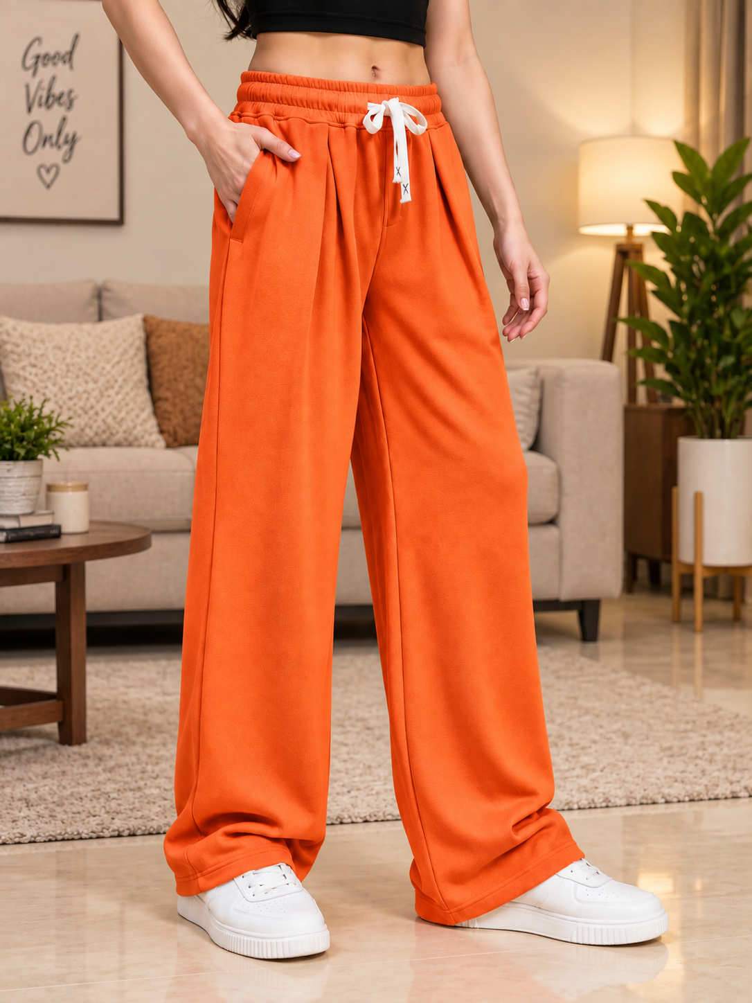 WOMEN DRAPE TAILORED FIT JOGGERS ORANGE