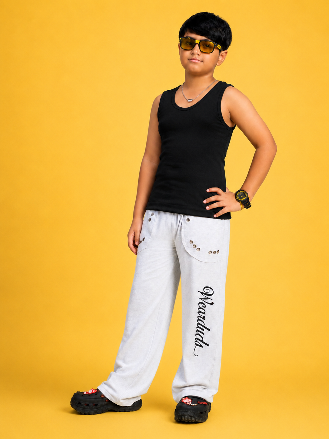 EASY WEAR VEST T-SHIRT FOR BOYS GIRLS SKY BLACK