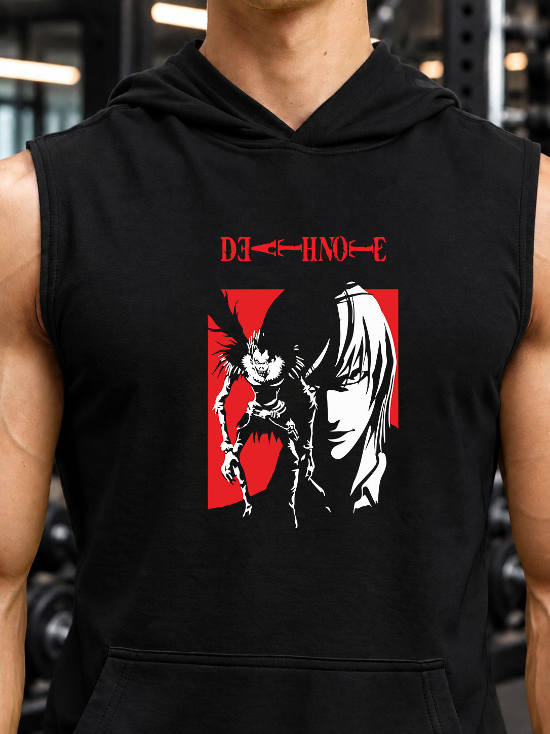 DEATH NOTE GYM SLEEVELESS HOODED T-SHIRT BLACK