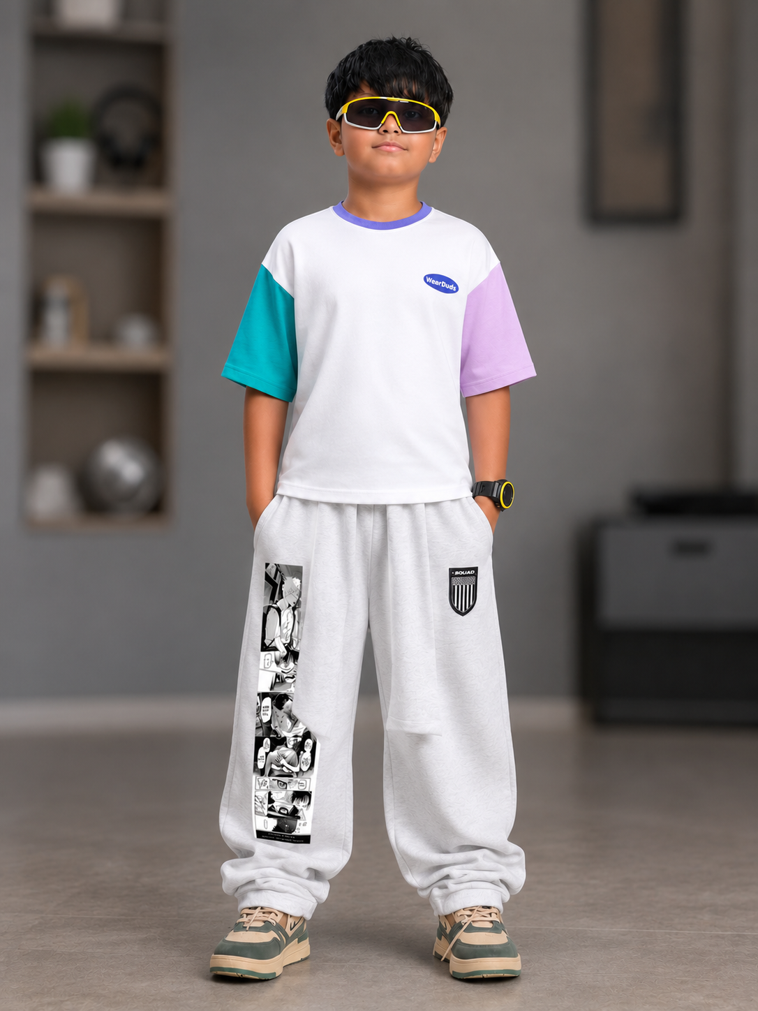 CHILL CO-ORD FOR BOYS GIRLS WHITE MULTI