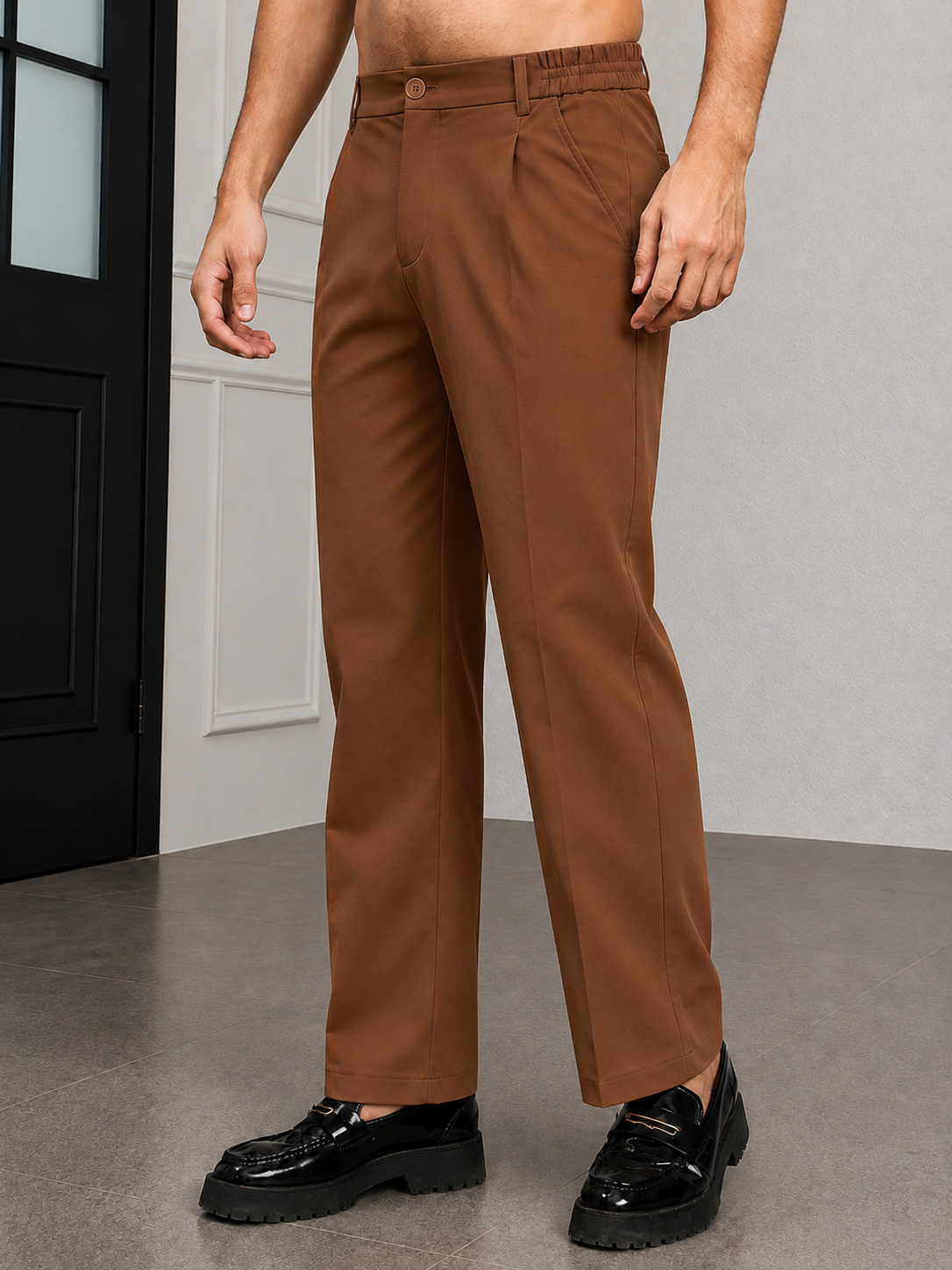 HIGH-FLEX TAILORED PANTS BROWN
