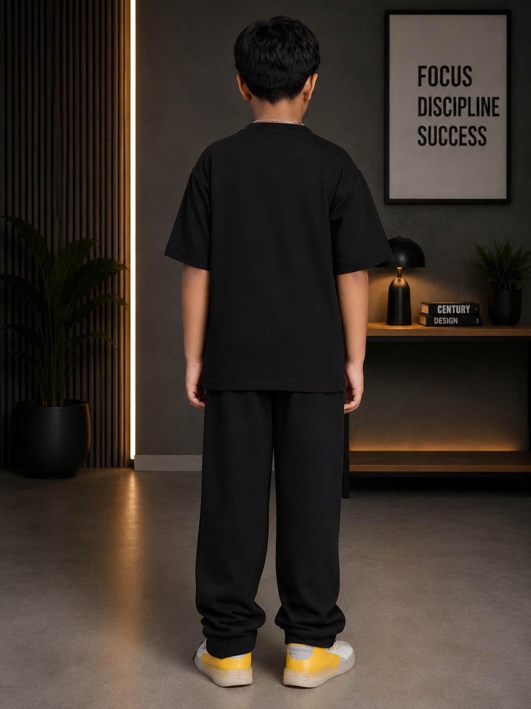 YOUTH CONTREST PIPING CO-ORD FOR BOYS GIRLS BLACK