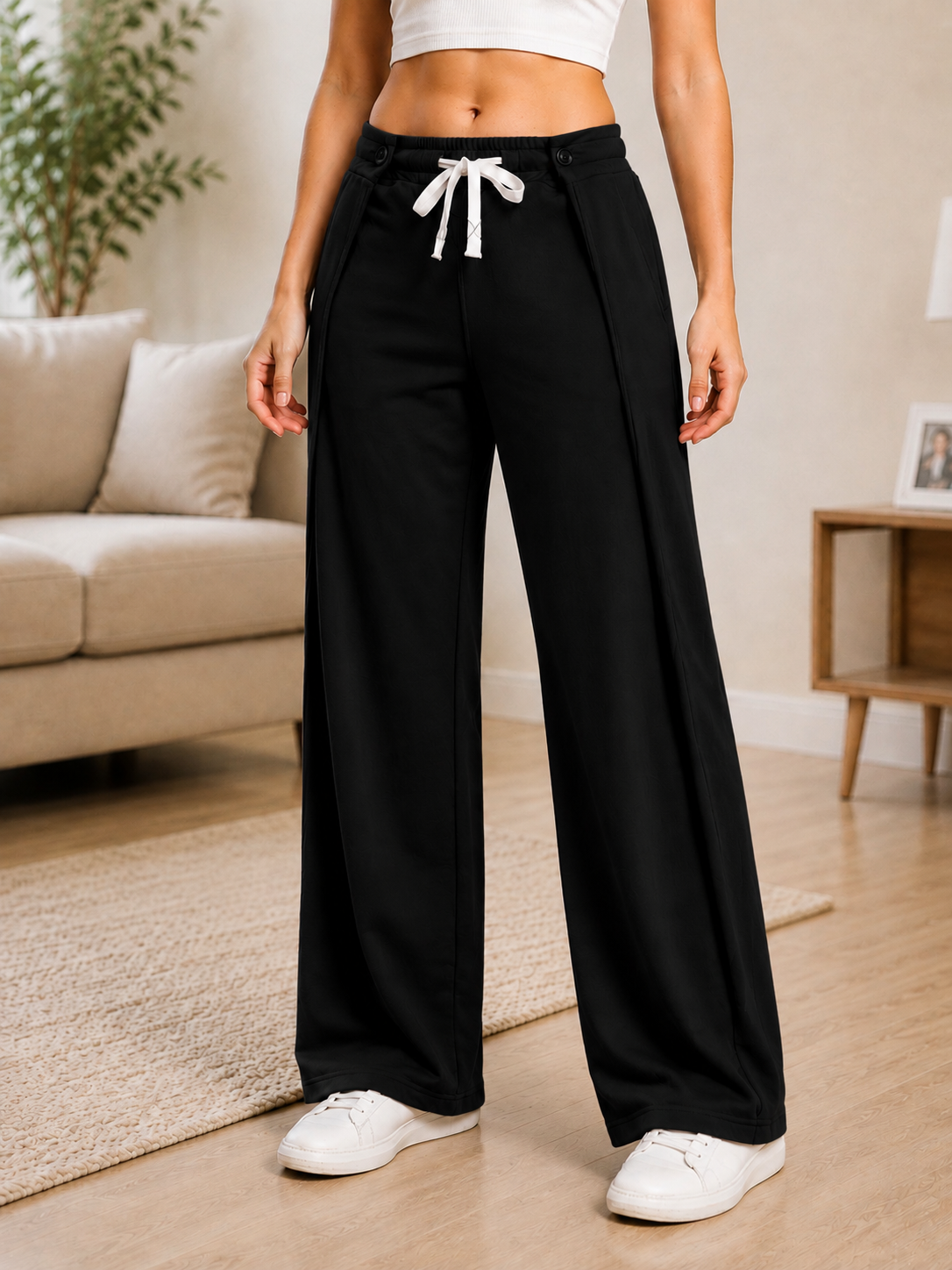 WOMEN OMEGA FLOW WIDE FIT JOGGERS BLACK
