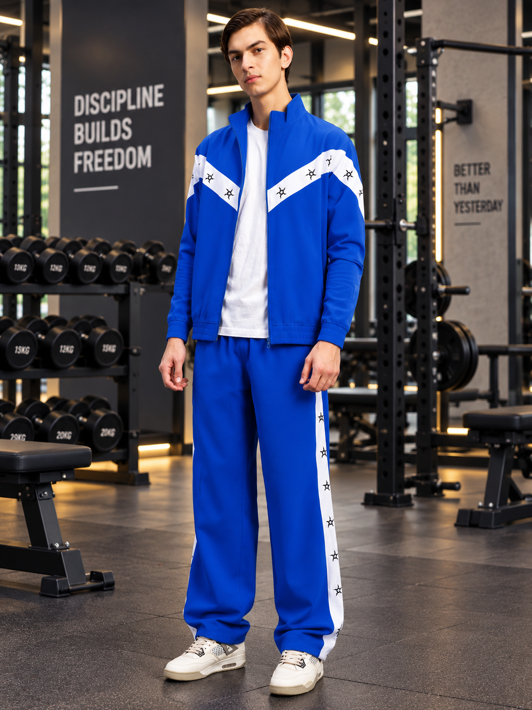 MATCHING LOOSE FIT CO-ORD SET BLUE WITH WHITE