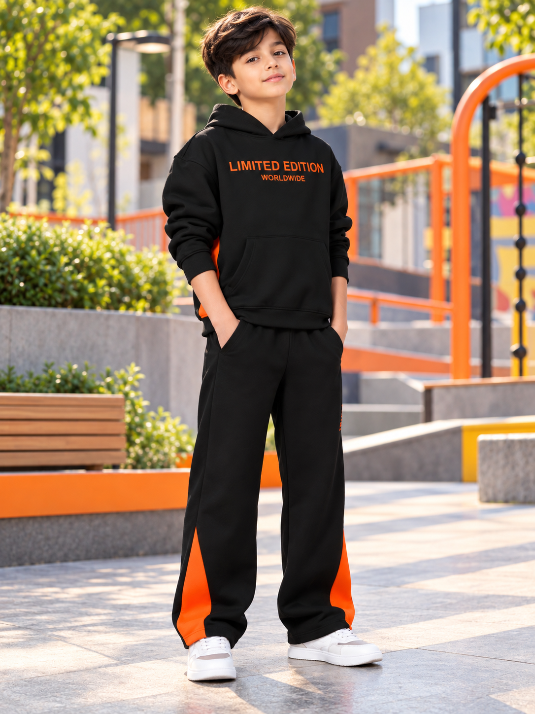 WORLDWIDE FLEECE HOODIE KIDS BLACK