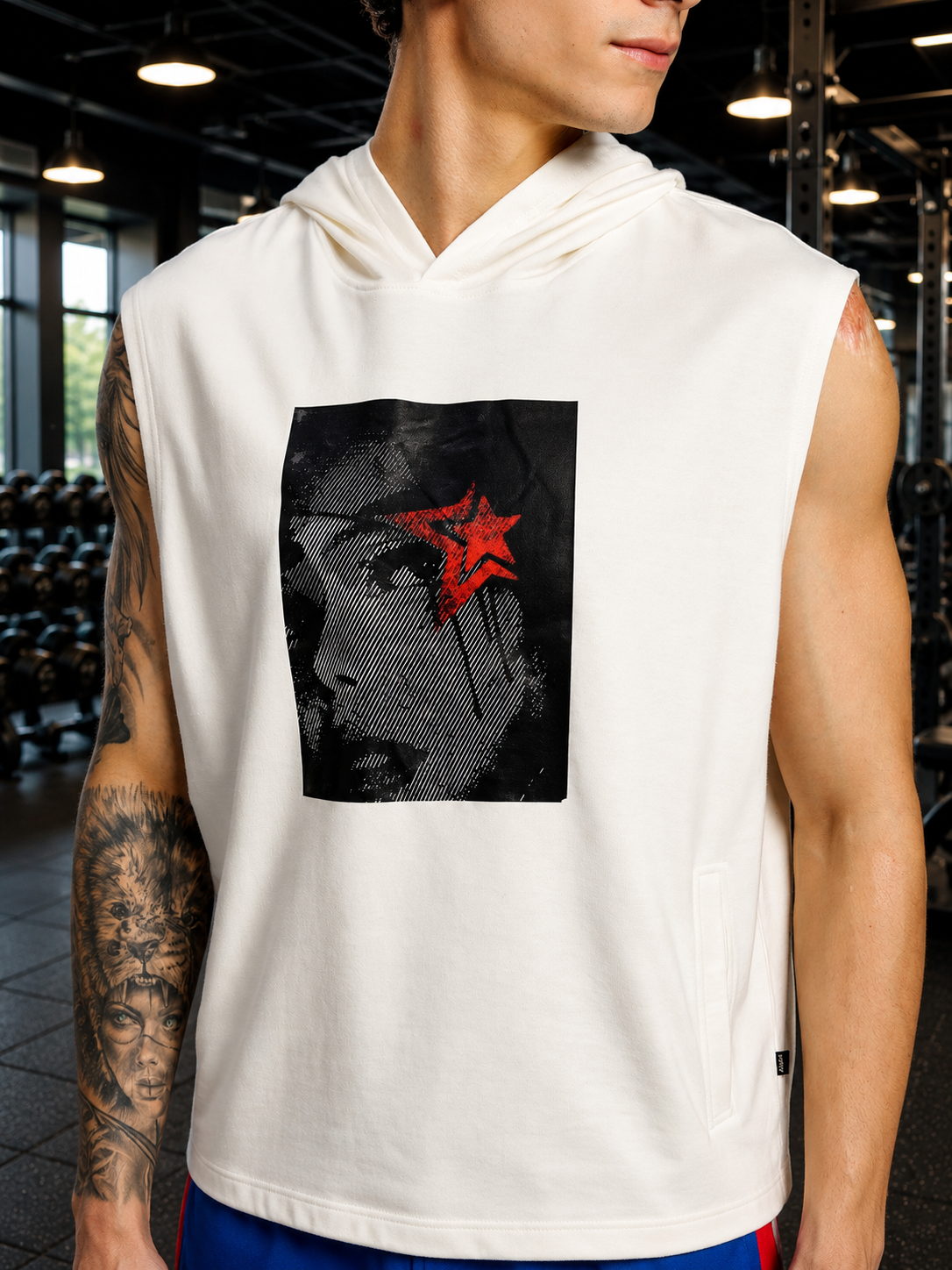 SHADOW FACE SLEEVELESS T-SHIRT WHITE