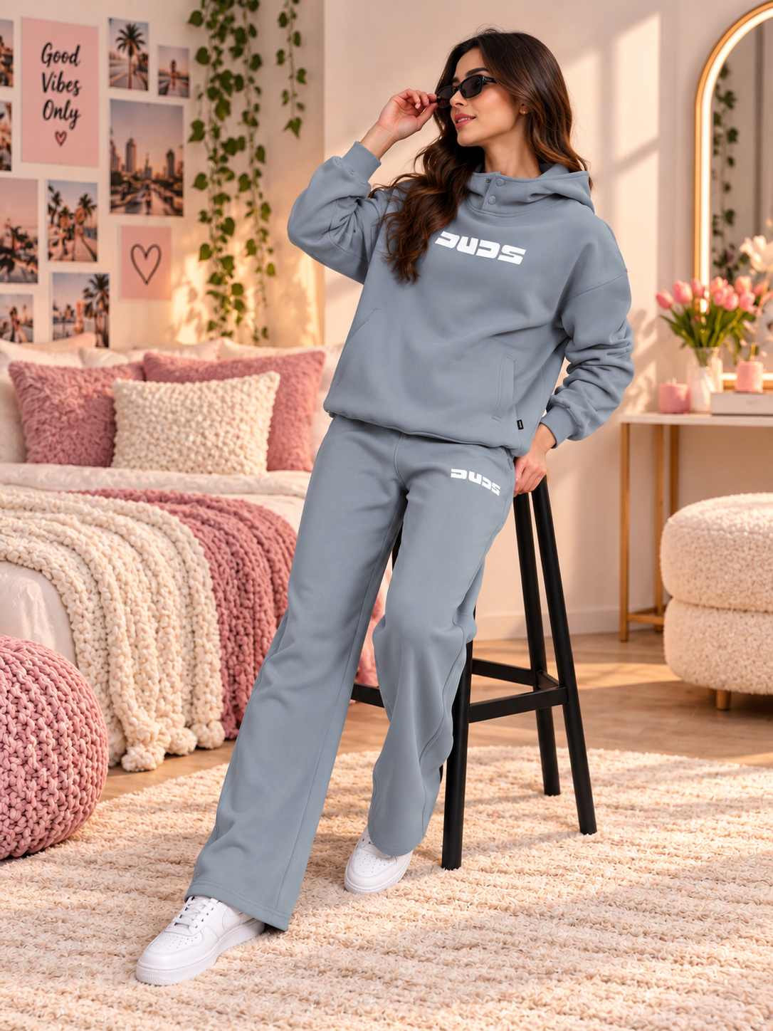 WOMEN SHOOTER COTTON FLEECE PANT GREY