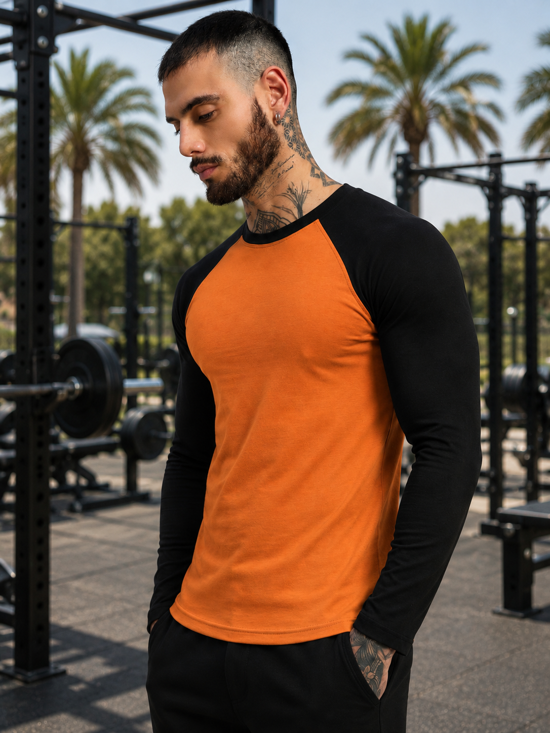 FITFLOW SLIM FIT SWEATSHIRT ORANGE BLACK