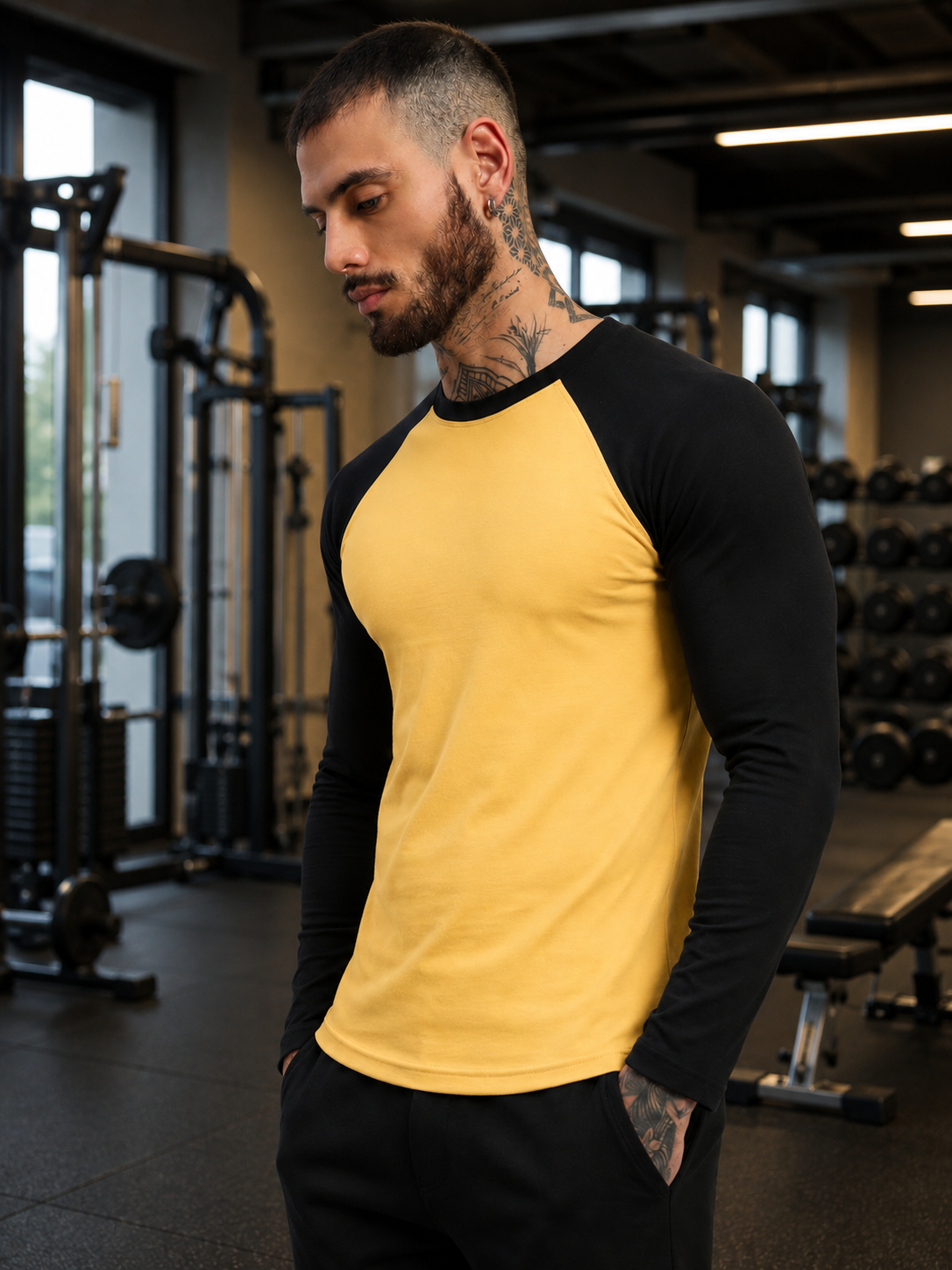 FITFLOW SLIM FIT SWEATSHIRT YELLOW BLACK