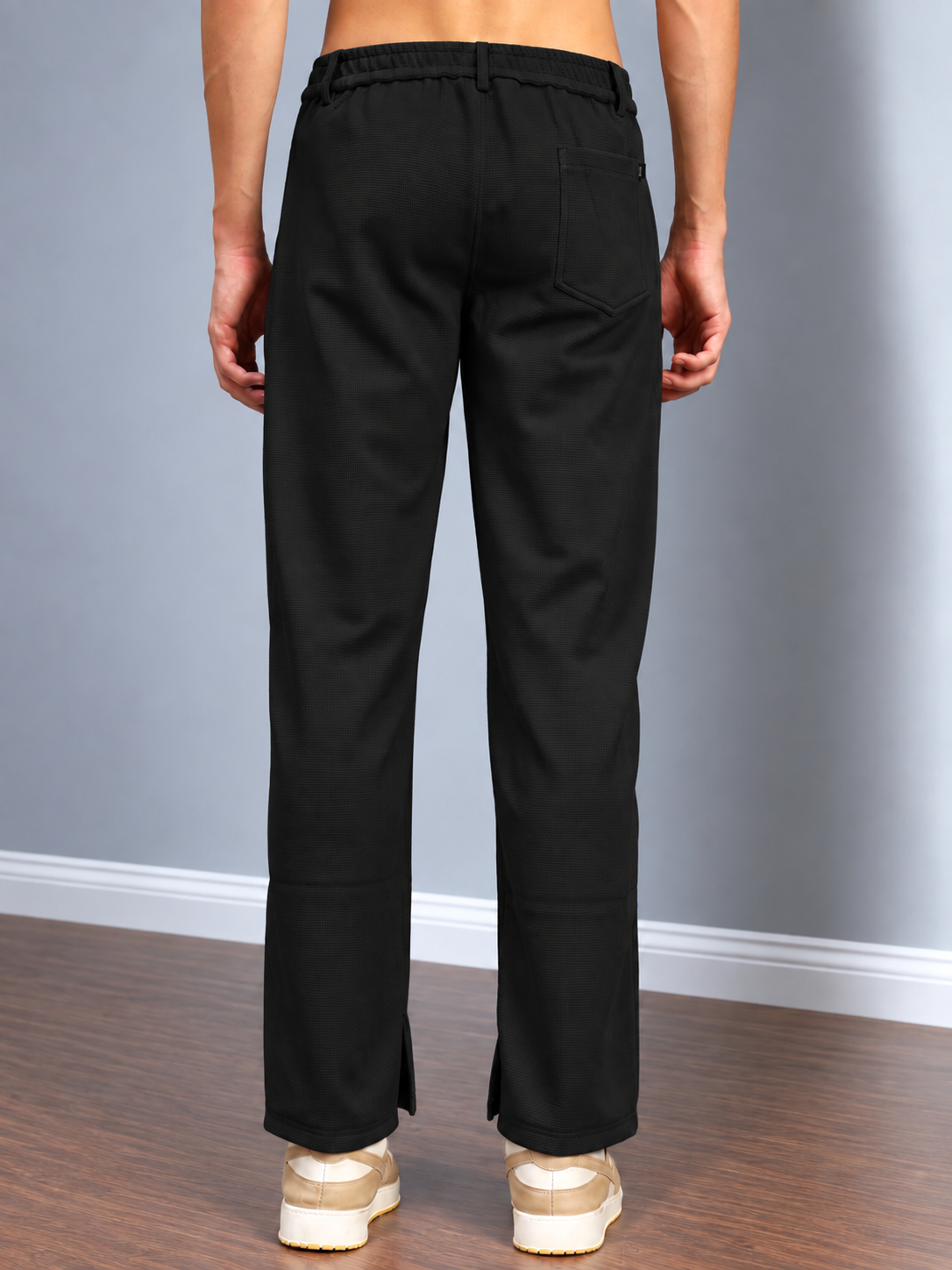 ANKLE FLEX FIT CASUAL PANTS BLACK