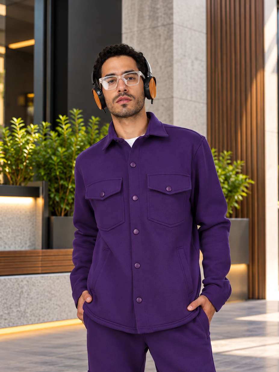 PURPLE RELAXED FULLSLEAVE FIT OVERSHIRT