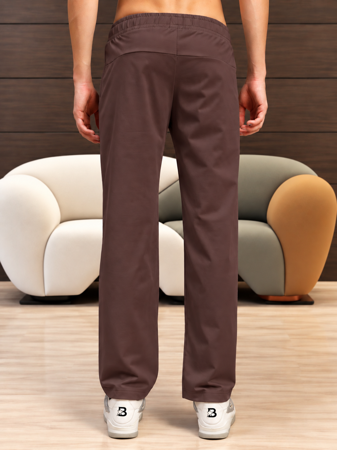ESSENTIAL FLEX FIT CASUAL PANTS DARK BROWN