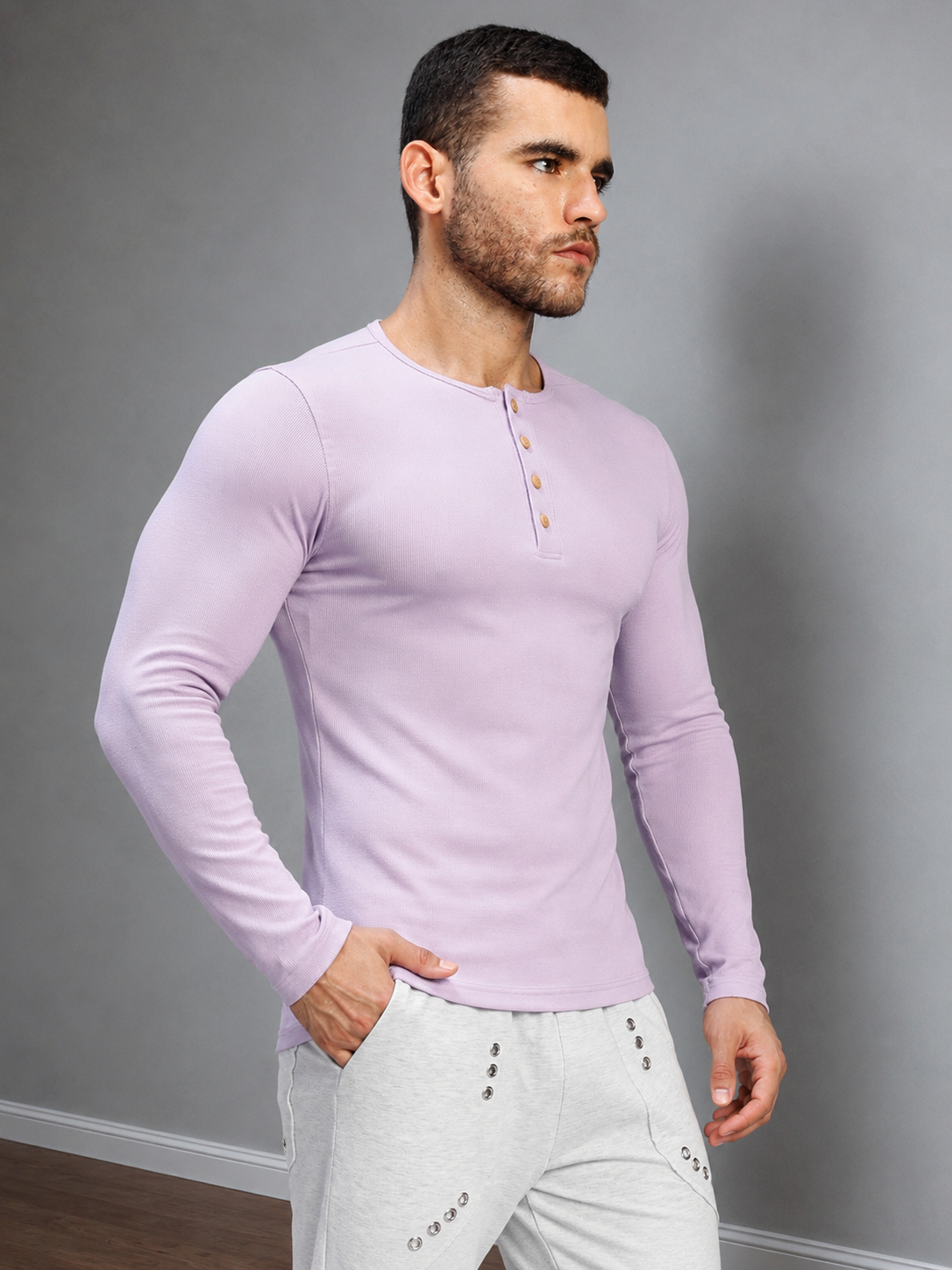 ATHLETIC FIT BUTTON-UP LAVENDER