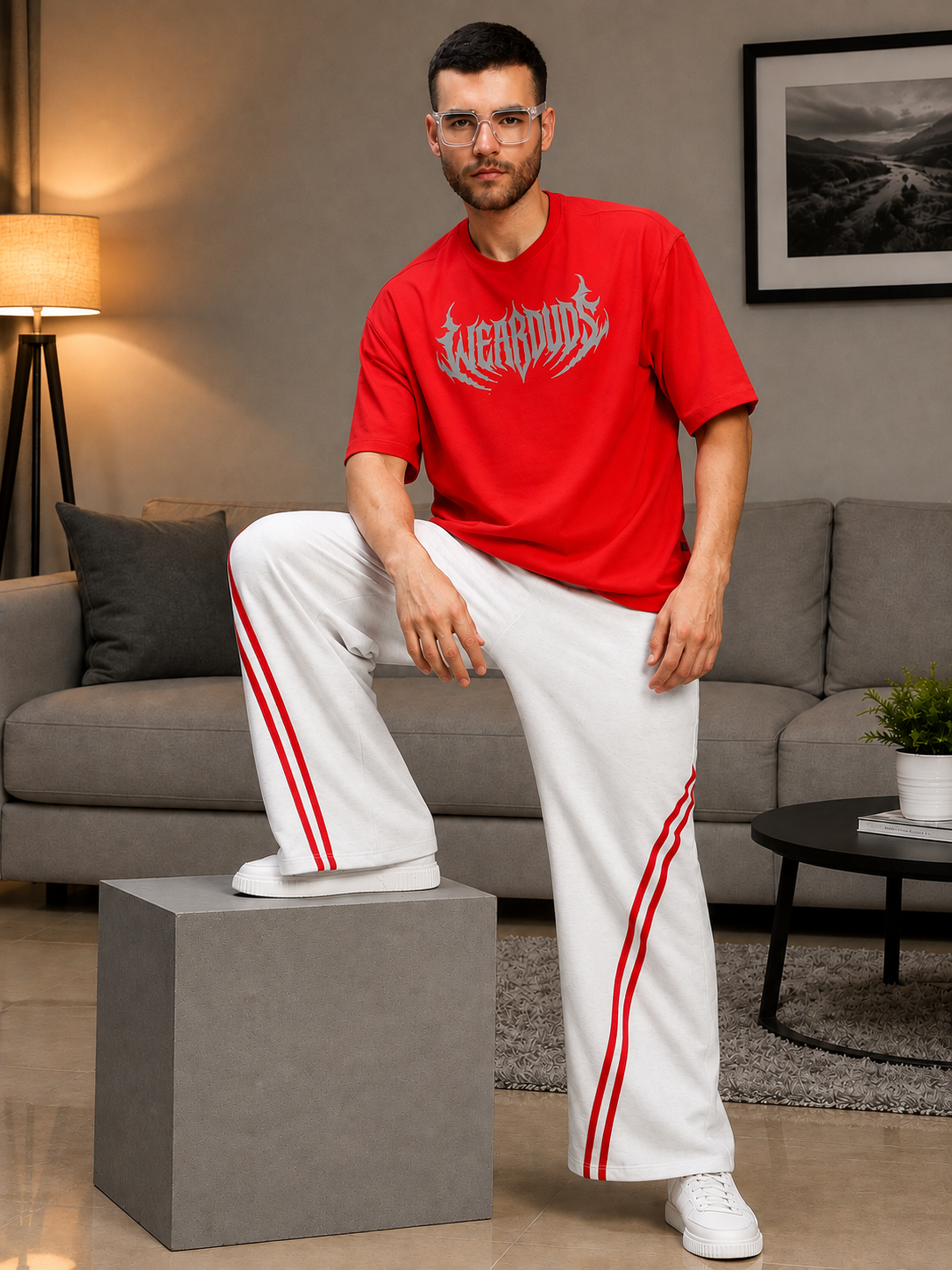 SNOW STREETWEAR BAGGY JOGGERS WHITE