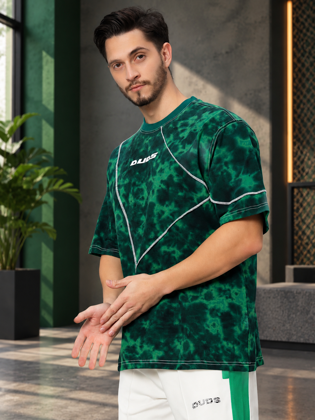 ICONIC TIE-DYE OVER-SIZED T-SHIRT GREEN