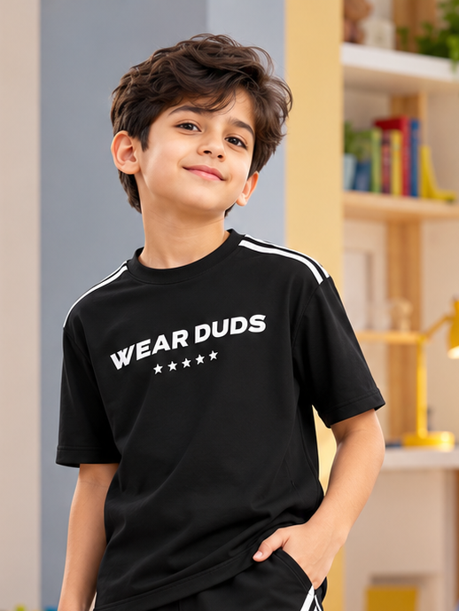 STAR JUMPER OVER-SIZED T-SHIRT FOR BOYS GIRLS BLACK