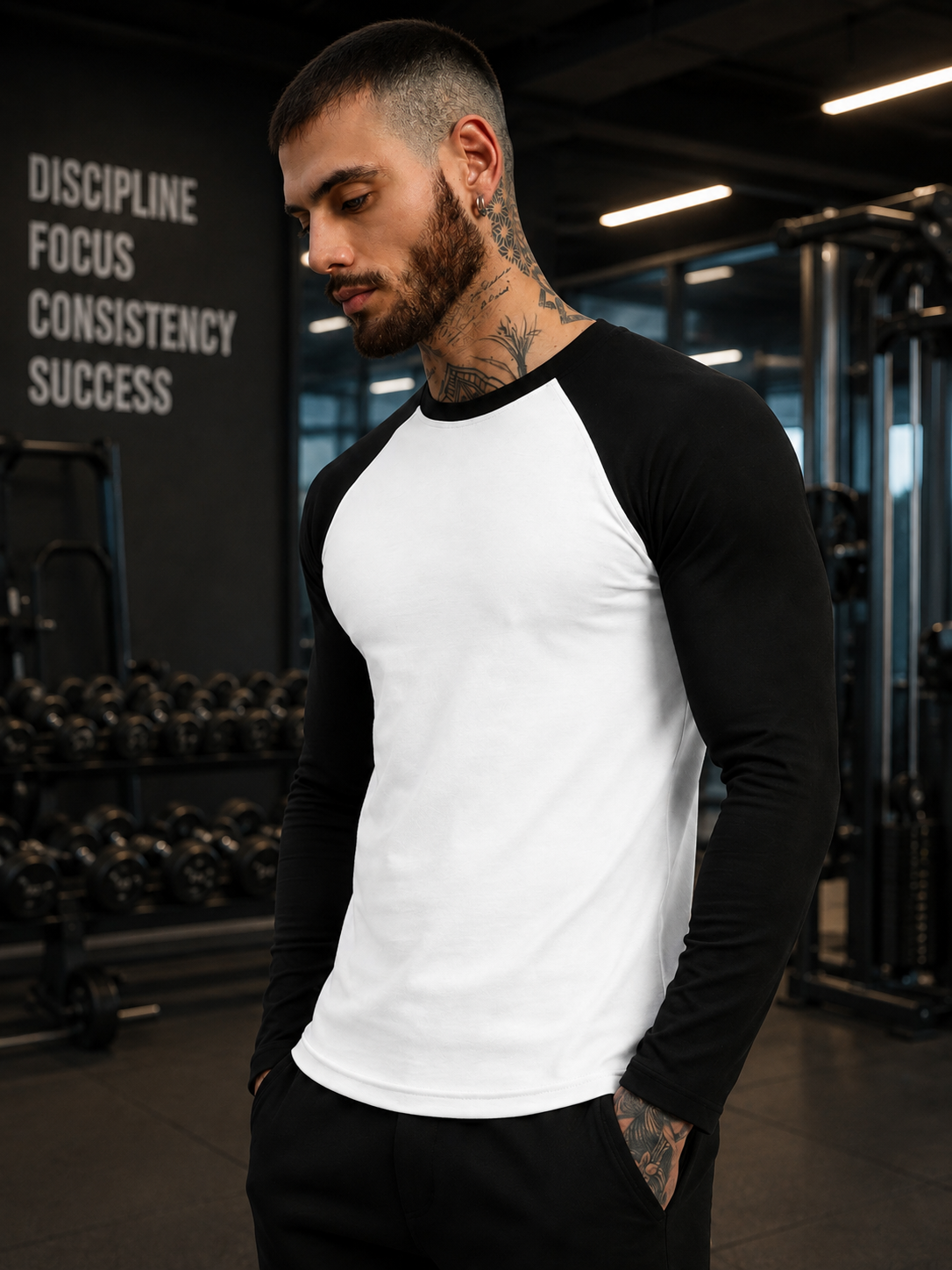 FITFLOW SLIM FIT SWEATSHIRT WHITE BLACK