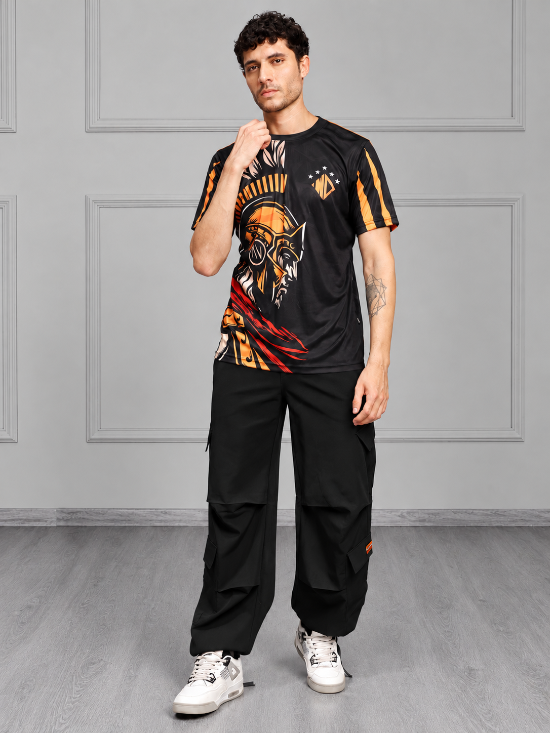 RELAXED FIT MULTI POCKET CARGO PANTS BLACK